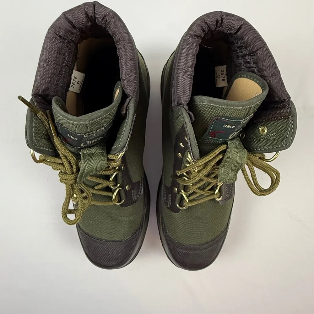 Orvis 2676 Mens Felt Sole Wading Boots Olive Green Canvas Fly Fishing Size 8